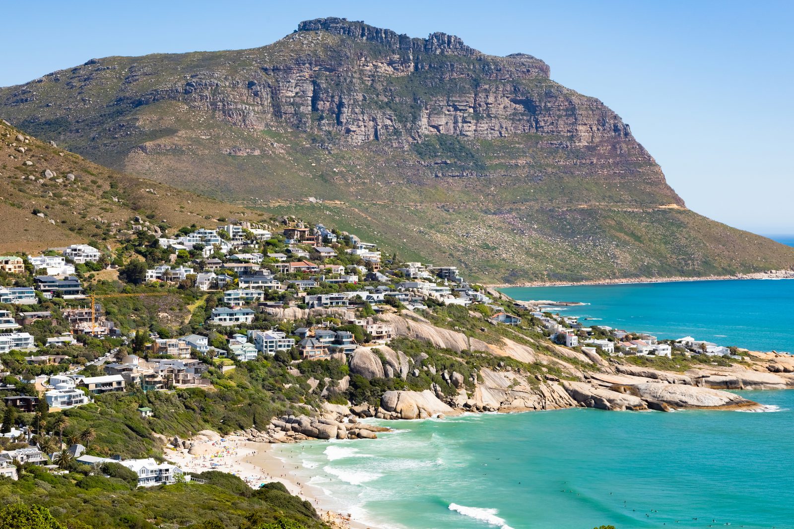 Atlantic Seaboard coastline and apartments above a Cape Town beach