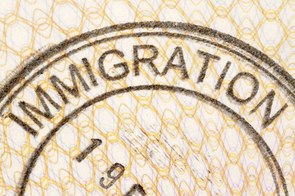 Passport with immigration stamps, for passports and inheritance abroad