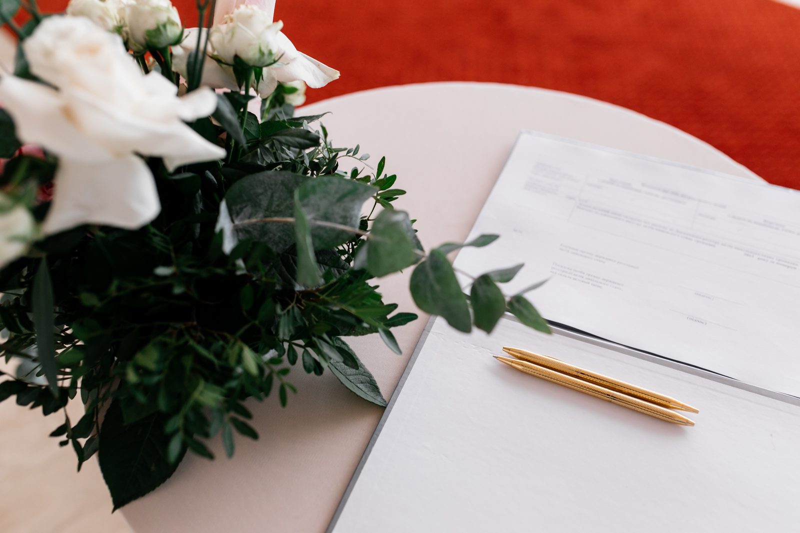 Marriage register and rings at a civil marriage registration