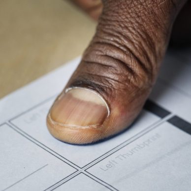 Fingerprint on paper, the start of a South African police clearance before apostille